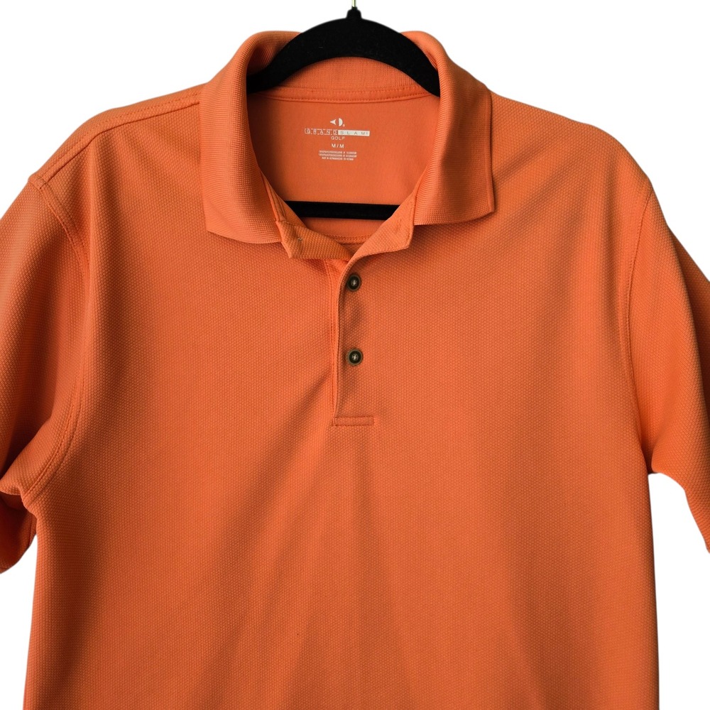 Grand Slam Golf Polo Shirt Orange Textured Short Sleeve Mens M/M‎